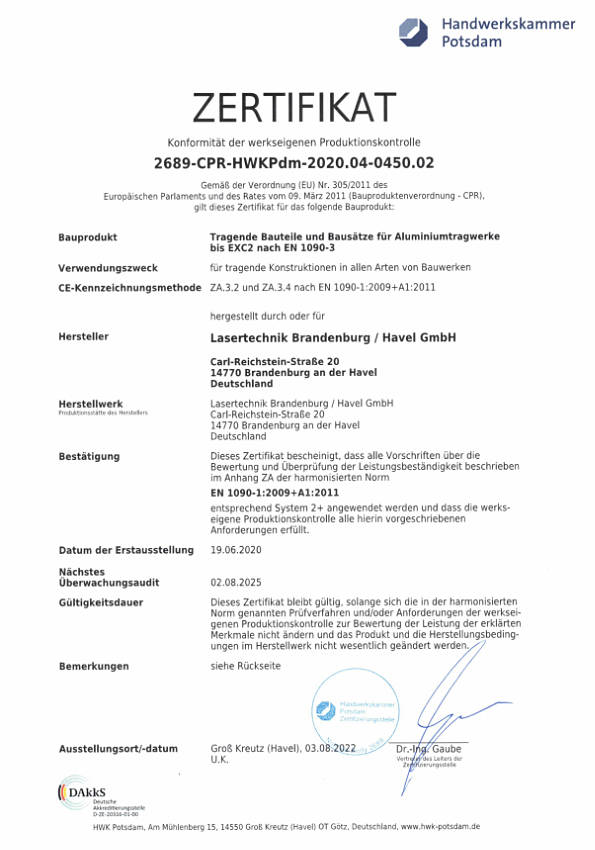 Zertifikat WPK Aluminium