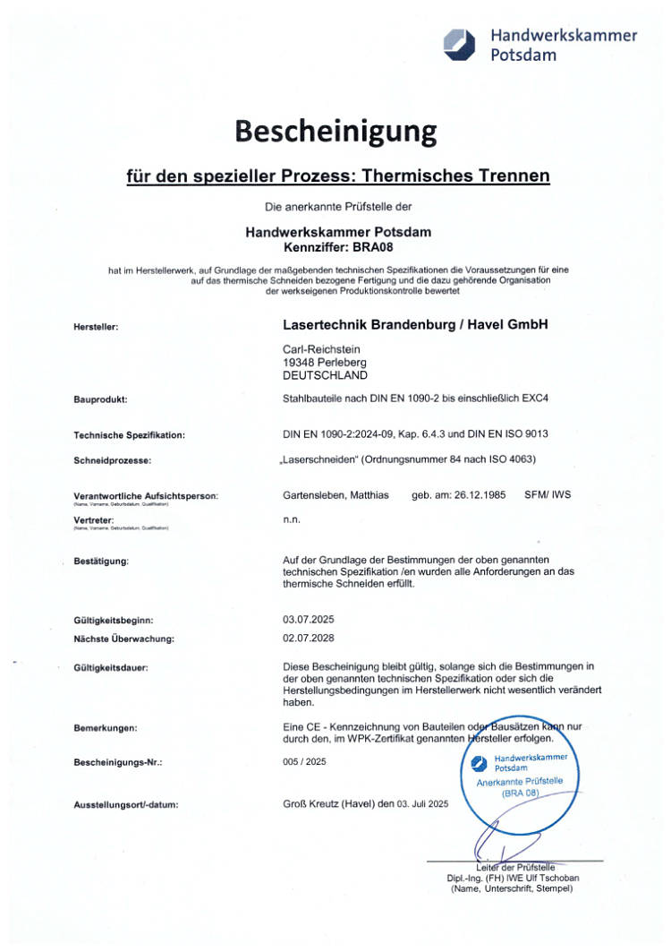Zertifikat WPK Stahl